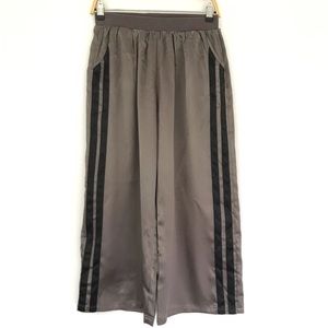 Jane Plus One Shimmer Brown Black Stripe Wide Leg Crop Elastic Pants Size Large